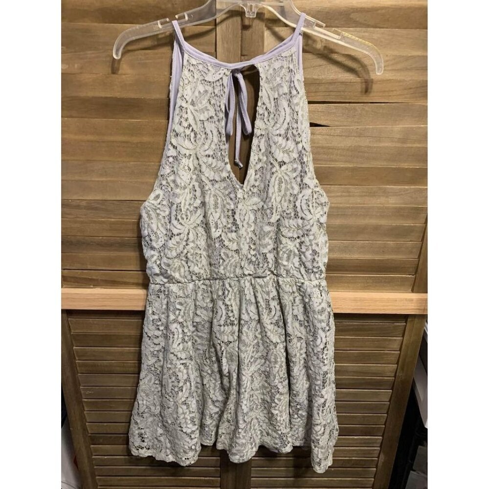 Embrace Lined Lace Party Dress Boho Cottage Y2K Gray Size Large